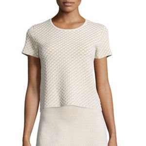 Theory Ferson Glossed Textured Printed Boxy Sweater